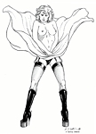 topless erotic ink drawing